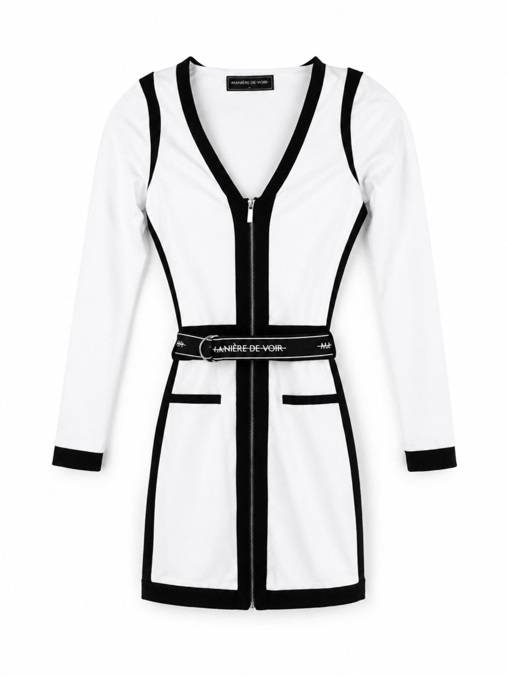 Manière De Voir Belted Zip Bodycon Mini Dress 6